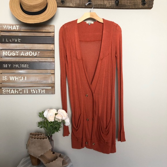 Anthropologie Sweaters - {Anthropologie} Bordeaux burnt orange cardigan XS